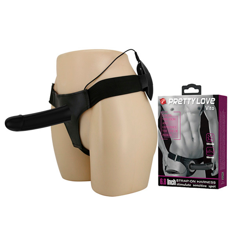 Мужской вибрострапон 17,3см на трусиках Pretty Love Harness Vito Strap-On BW-022055