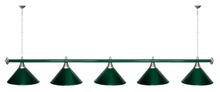 Лампа STARTBILLIARDS 5 пл. (плафоны голубые,штанга голубая,фурнитура золото)
