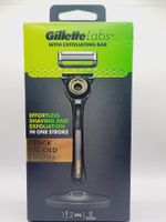 Бритвенный станок Gillette Labs with Exfoliating Bar BLACK & GOLD , сменные кассеты 2 шт. (Из Финляндии)