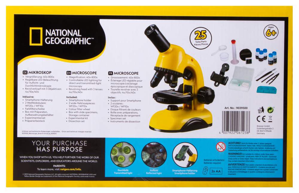 Bresser Микроскоп National Geographic 40x-800x с держателем для смартфона