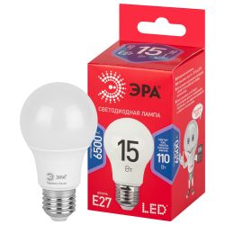 Лампа светодиодная ЭРА RED LINE LED A60-15W-865-E27 R 15Вт груша холодный дневной свет Е27 | Лампы cветодиодные Груша (A)