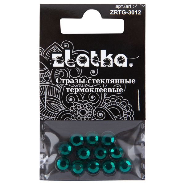 Стразы клеевые стекло 6.5 мм, 5х12 шт, SS30 №10 изумрудный (Emerald), Zlatka ZRTG-3012