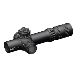 Прицел March-FX 1-10x24 Shorty DR-TR1F FFP+SFP 34мм - вид сбоку в три четверти, барабаны ввода поправок