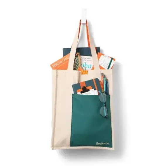 Bookaroo Tote Bag - Teal &amp; Orange