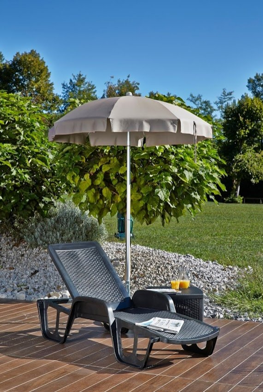 Шезлонг пластиковый, GARDEN RATTAN Pool, антрацит