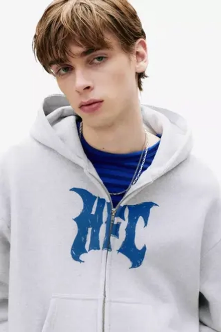 PULL&BEAR Толстовка с капюшоном HFC "Stranger Things", серый меланж