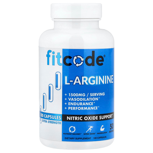 fitcode, L-аргинин, 100 капсул (750 мг в 1 капсуле)