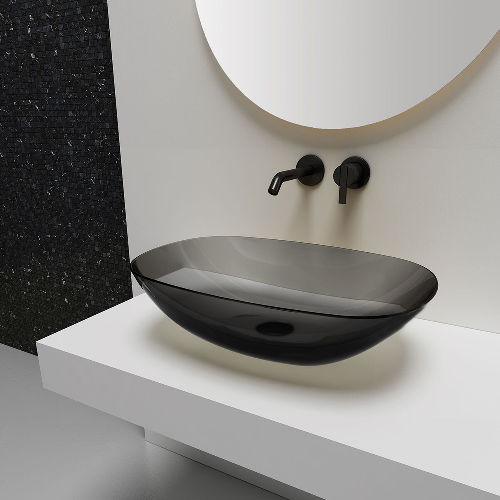 Раковина прозрачная Vincea VBS-6T12B, 540*360*150, накладная, цвет черный,