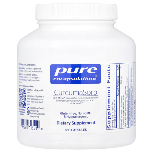 Pure Encapsulations, CurcumaSorb, 180 капсул (250 мг на капсулу)