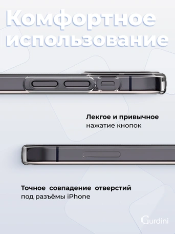 Чехол накладка iPhone 12 Mini 5.4" Gurdini Ultra Twin силикон 1 mm с защитой камеры прозрачный