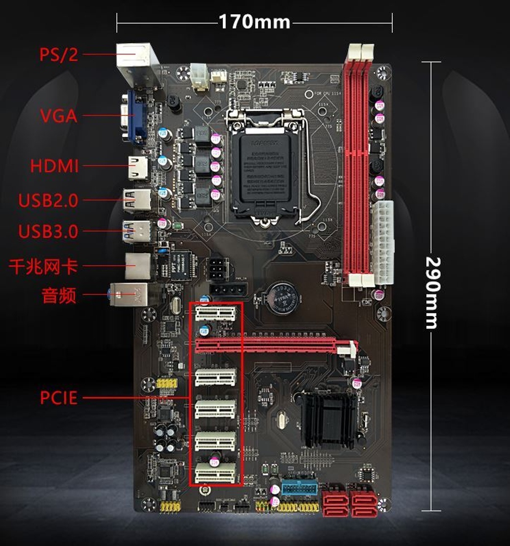 Материнская плата Intel h81 + 6 risers