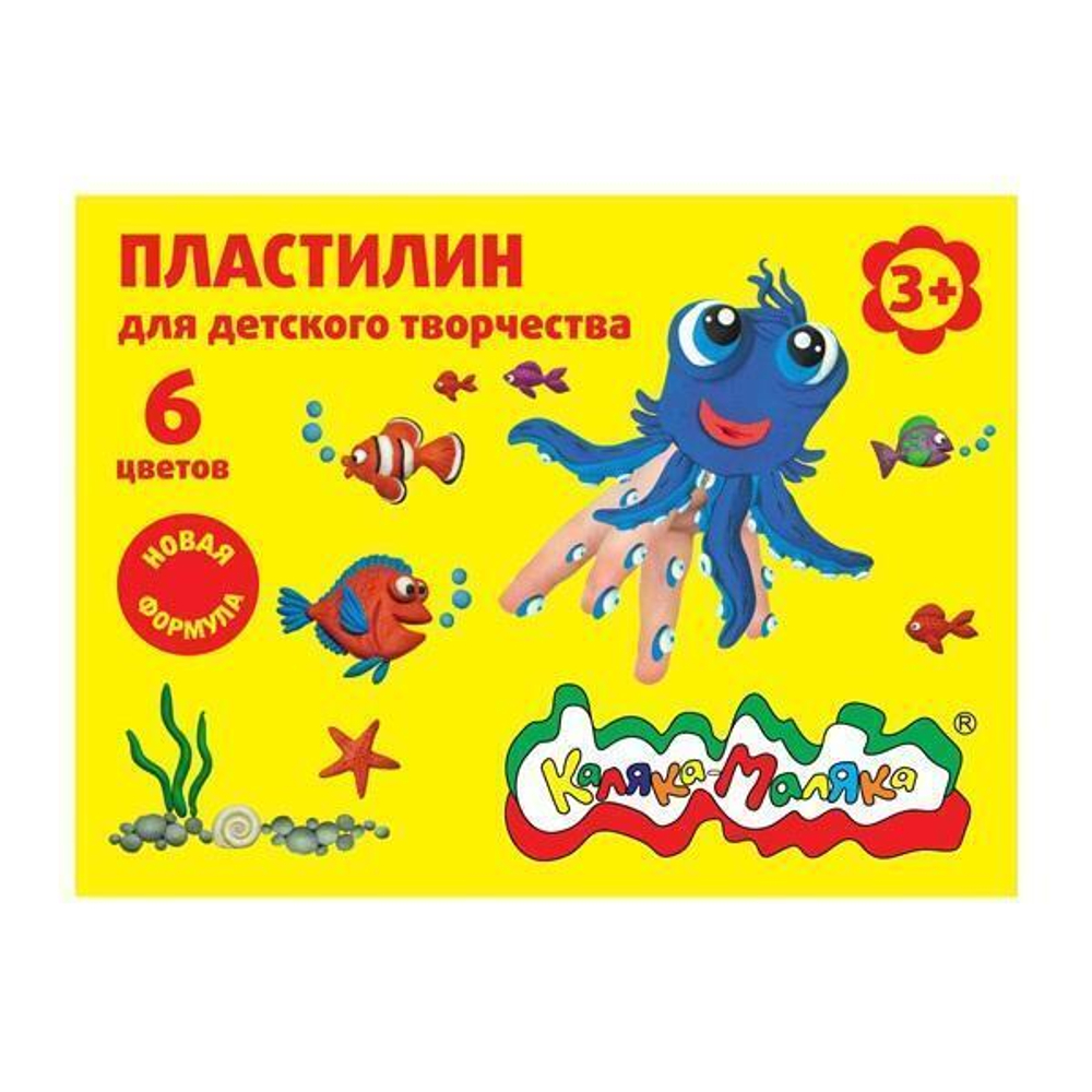 Пластилин 6 цветов, 90 гр, со стеком ПКМ06-П (Каляка-Маляка)