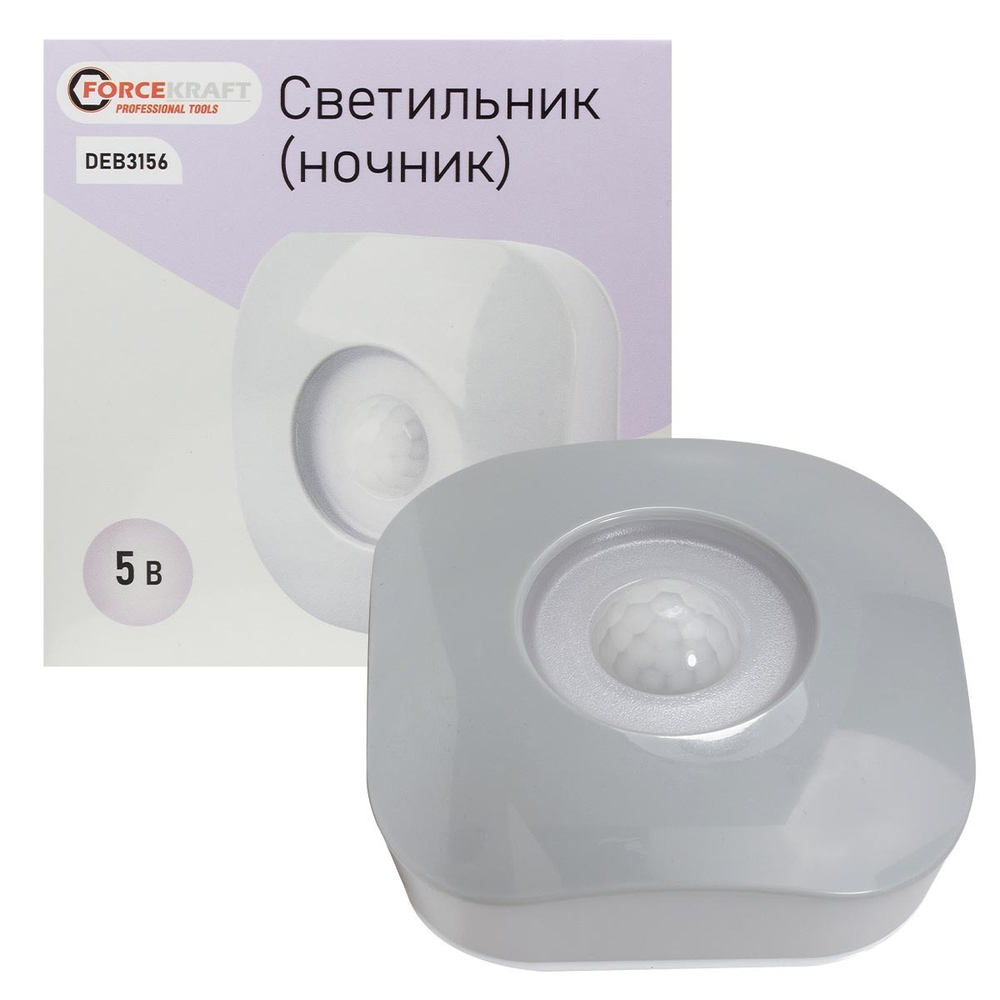 Светильник светодиодный ''ночник''(5В,CDMх6шт,6000К, АААх3 в к-т не входят,датчик движ.) FORCEKRAFT FK-DEB3156
