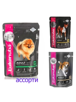 EUK Dog пауч 100г*6шт Для собак (Говядина, курица, ягненок)