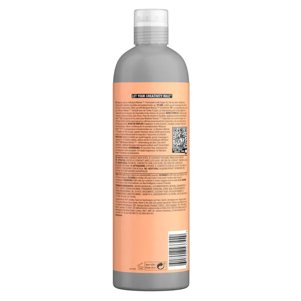 Tigi Bed Head Moisture Maniac - Бессульфатный увлажняющий шампунь 750 мл