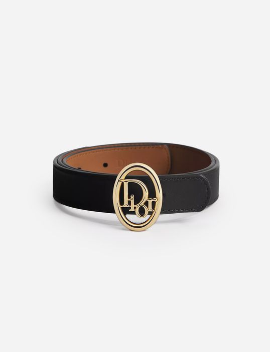 Двусторонний ремень Dior Reversible Oblique Belt 25 mm Black and Golden Saddle