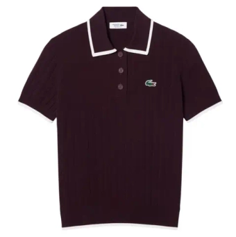 Женское теннисное поло Lacoste Short Sleeved Collar Golf Sweater - brown/white