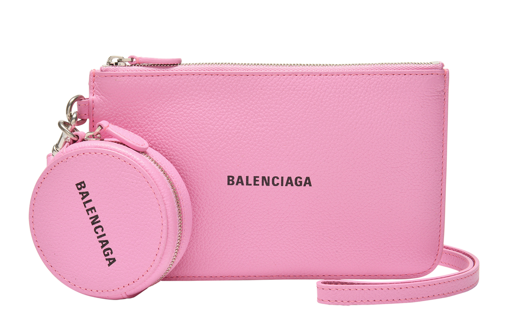 Balenciaga Letter Print Leather Clutch Regular Women"s Pink