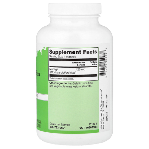 Vitacost, Moringa Oleifera, 425 mg, 240 Capsules