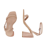 Кожаные босоножки на каблуке Guess - бежевый(FLJGEL LEA03)