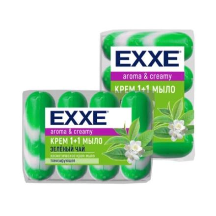 Туалетное крем-мыло "EXXE" 1+1 "Зеленый чай" 4шт*90г (ЗЕЛЕНОЕ)