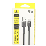 Usb Кабель-зарядка TYPE-C Baseus Cafule 2A 3м (CATKLF-UG1) черный