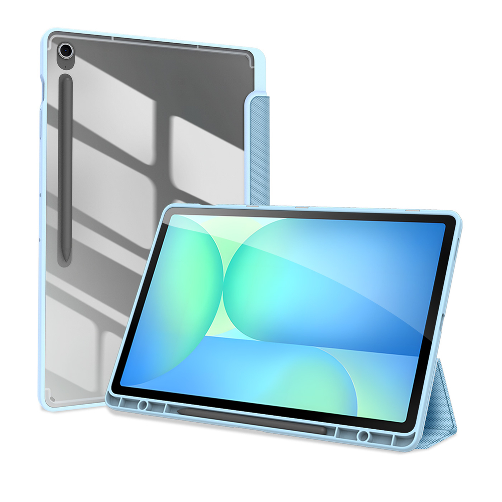 Чехол книжка синего цвета от Dux Ducis для Samsung Galaxy Tab S10 FE Plus, серия Toby Series Case, с функцией пробуждения и сна