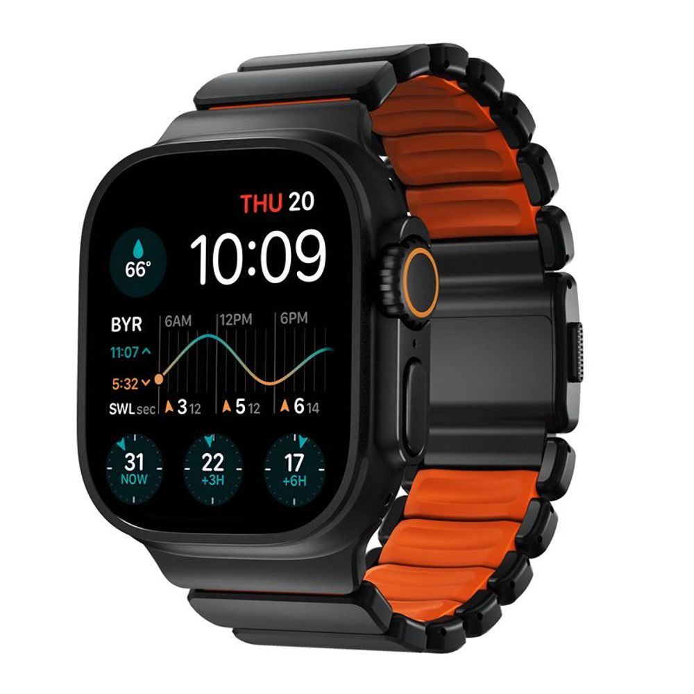 Ремешок Nomad Stratos Black Titanium Ultra Orange FKMдля Apple Watch 45/46/49mm