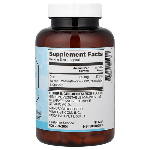 Vitacost, Synergy®, L-OptiZinc®, 30 mg, 200 Capsules