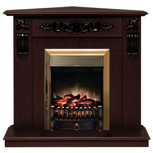 Каминокомплект Real Flame Dominica Corner DN с очагом Fobos Lux Brass (угловой)