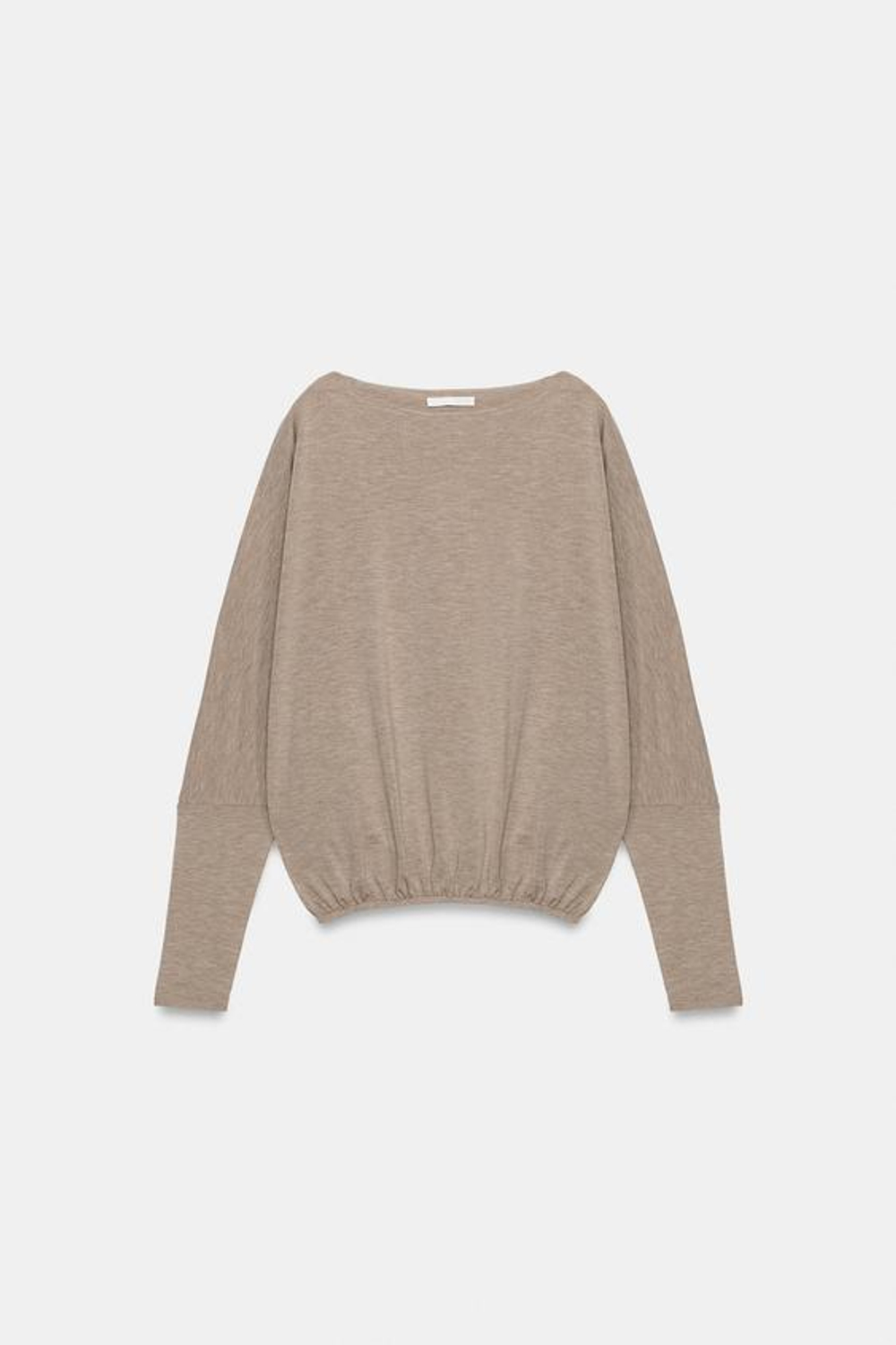 ZARA ФУТБОЛКА С ЭЛАСТИЧНЫМ НИЗОМ, РОЗОВЫЙ МЕЛАНЖ
