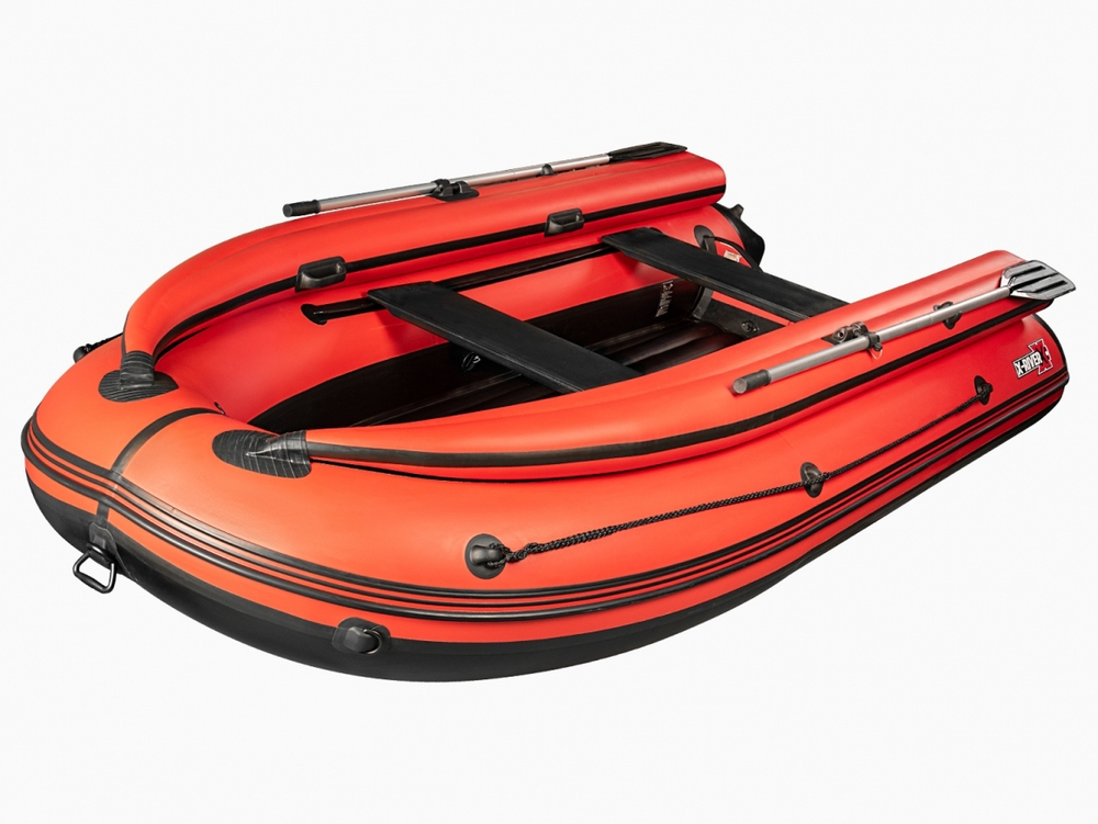 Лодка ПВХ X-River Grace Wind 420 НДНД + фальшборт, красно-черный/фурнитура черная