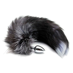 Анальная пробка с пушистым хвостом Cnex Alive Metal Anal Plug Black & White Fox Tail