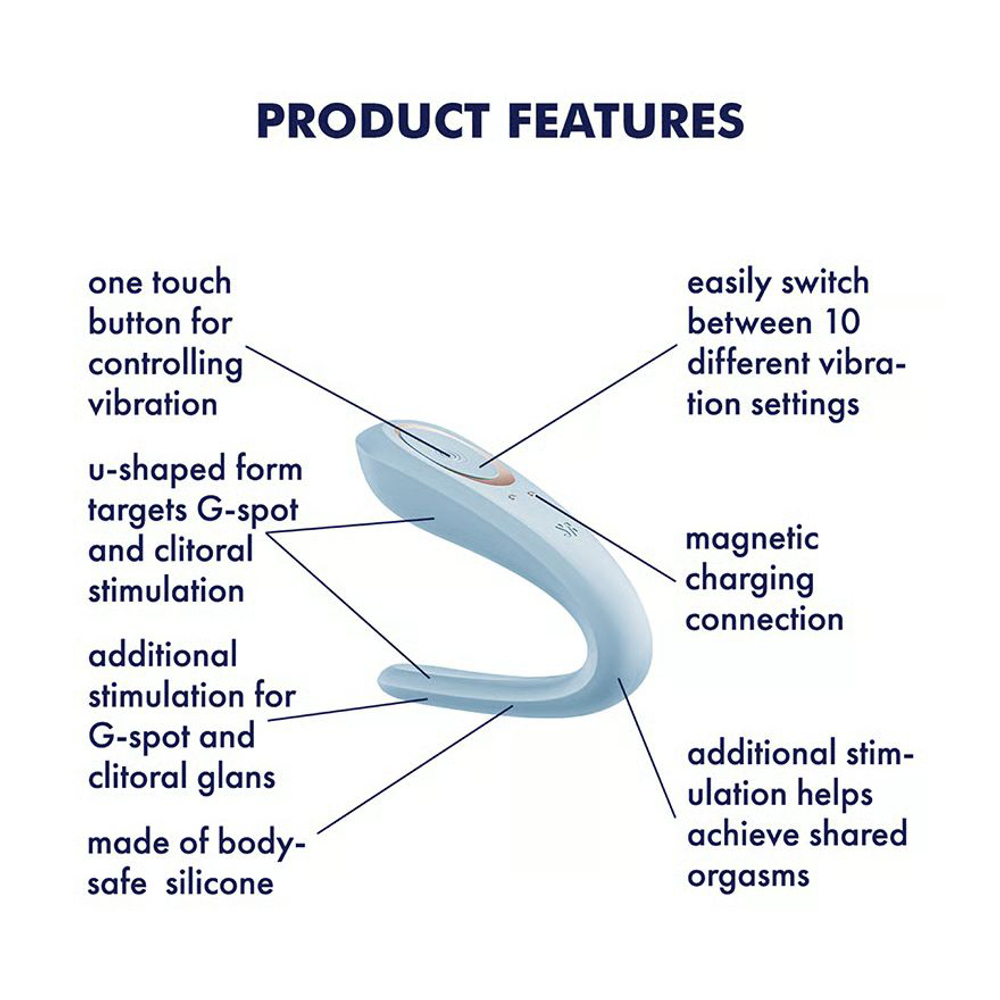 Голубой многофункциональный стимулятор 18см для пар Satisfyer Double Classic Blue