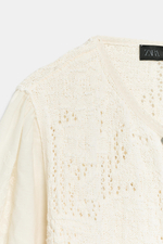 РОМАНТИЧНЫЙ КАРДИГАН С КОМБИНИРОВАННЫМИ ДЕТАЛЯМИ — ZARA