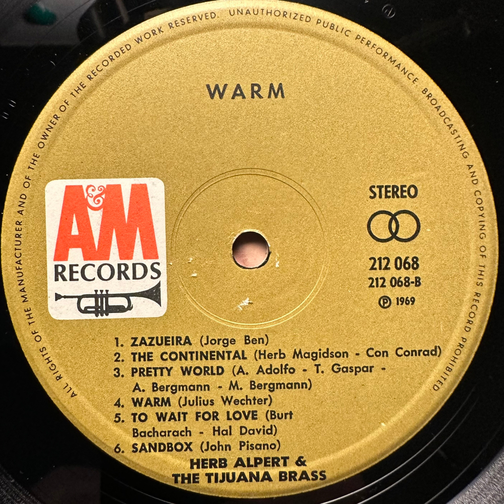Herb Alpert & The Tijuana Brass - Warm (Европа 1969г.)