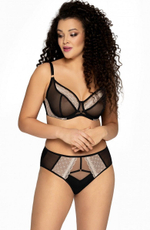 Бюстгальтер с чашками plus size с сеткой и контрастным кружевом (Размер: 85I) (Цвет: черный)