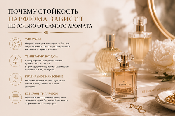 Почему стойкость парфюма зависит не только от самого аромата Почему стойкость парфюма зависит не только от самого аромата