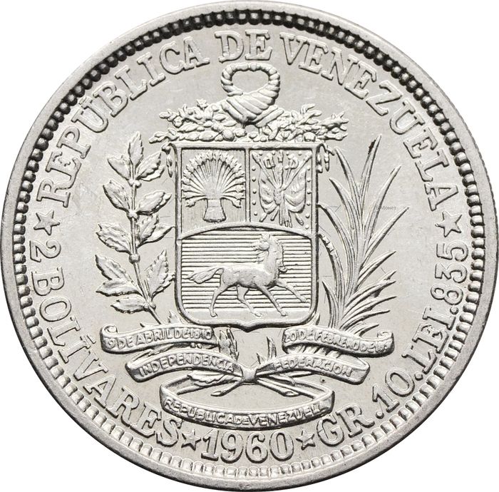 2 боливара 1960 Венесуэла