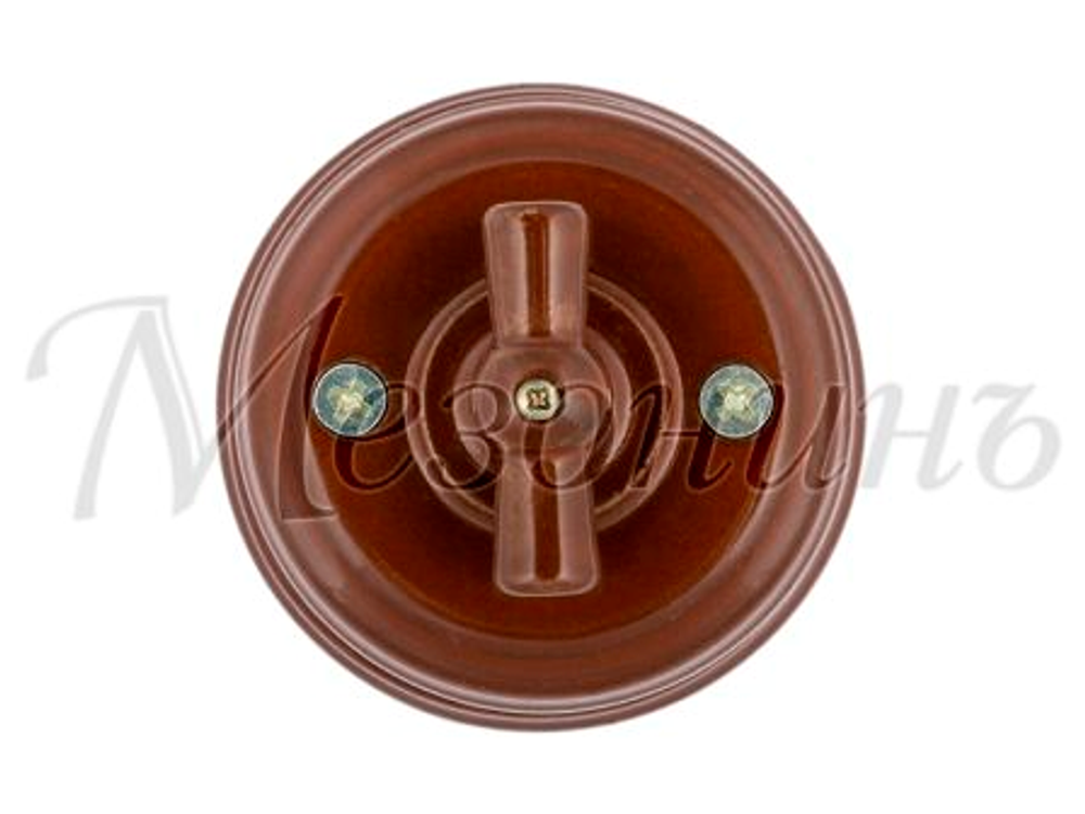 Выключатель фарфоровый ретро, коричневый, МезонинЪ, GE70404-04 / 1 и 2 группы света
