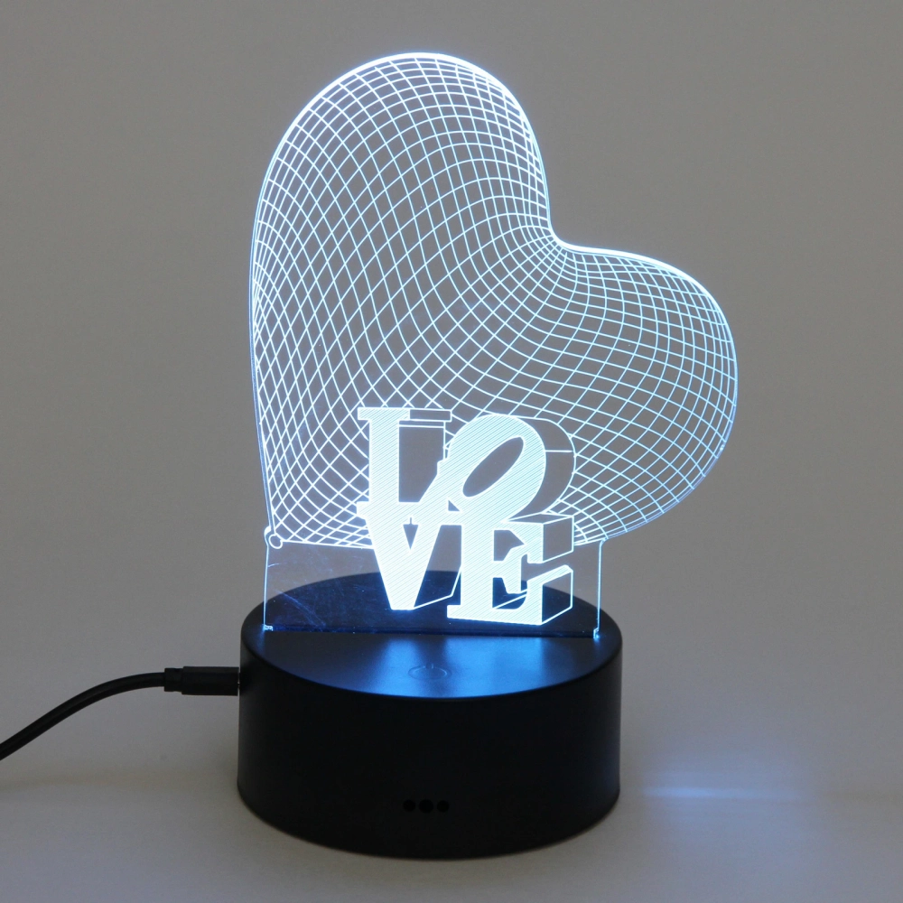 Светильник ночник «3D-LOVE» на пластиковой подставке, с включателем USB