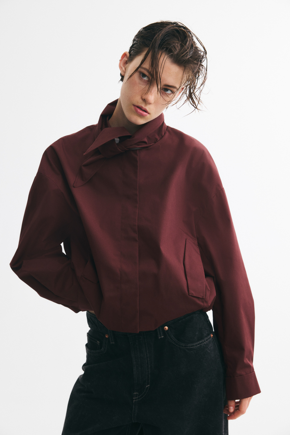 Куртка с шалевым воротником и низом-баллон - H&M