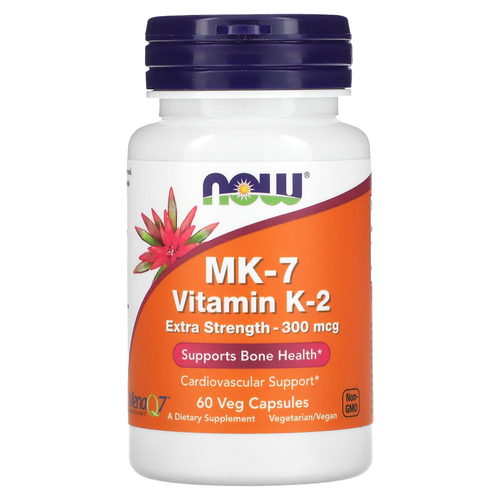NOW Foods, MK-7, витамин K2, 300 мкг, 60 вегетарианских капсул