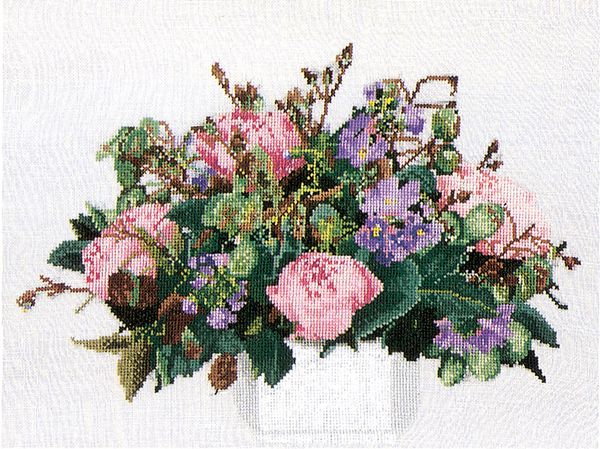 Набор для вышивания нитками Thea Gouverneur, Пионы, 30х40 см