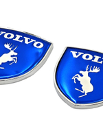 Наклейки Volvo Щит металлические синие объемные (шильдик Вольво щит, 3,8х3,8 см). 2 шт в комплекте. Синие с лого