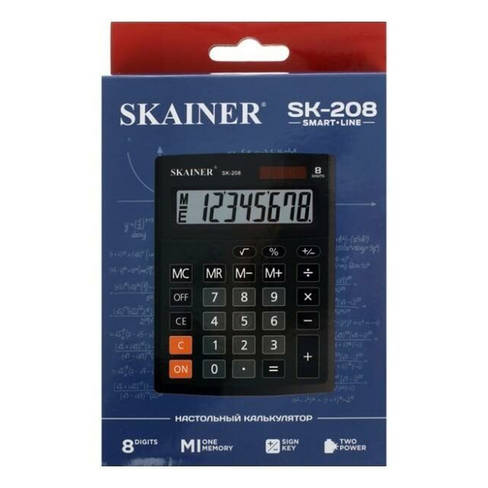 Калькулятор настольный SKAINER 8 Bit, LCD, 13.7*10.3*3.1 см, чёрный