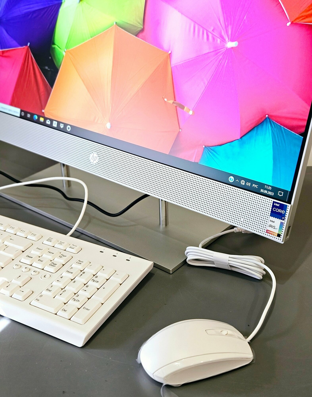 Моноблок HP 27-dp1008ur. Конфигурация: Intel Core i7 1165G7 2.8 ГГц/16 ГБ/512 ГБ SSD/Intel Iris Xe Graphics/Windows 10 Домашняя/27"/1920х1080 пикс.