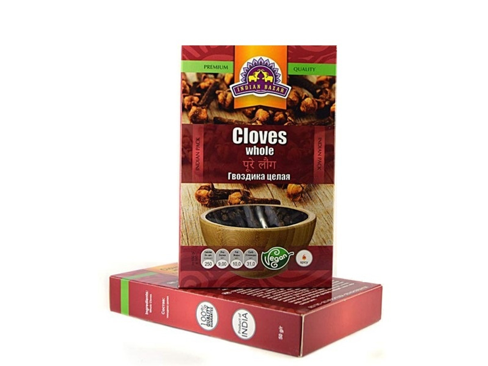 Специя Indian Bazar Гвоздика цельная Cloves Whole (в коробочке), 50 г