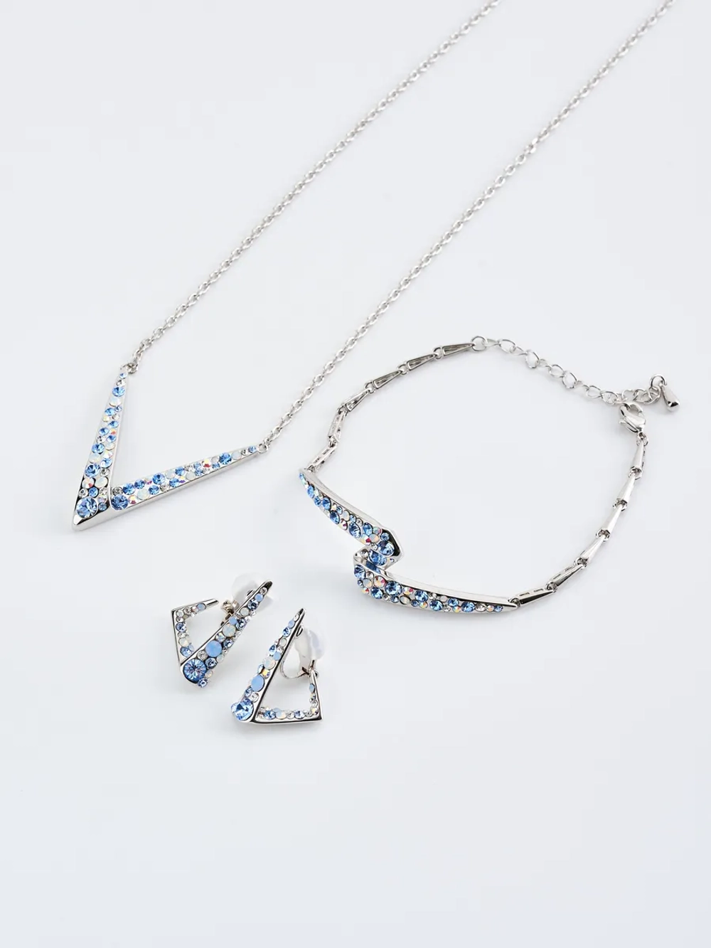 Браслет Молния с голубыми кристаллами Swarovski
