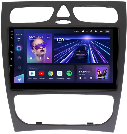 Магнитола для Mercedes-Benz G W463 2000-2006, C-класс W203 2000-2004 (рамка большая) - Teyes CC3L монитор 9" IPS на Android 10, CarPlay, 4G SIM-слот
